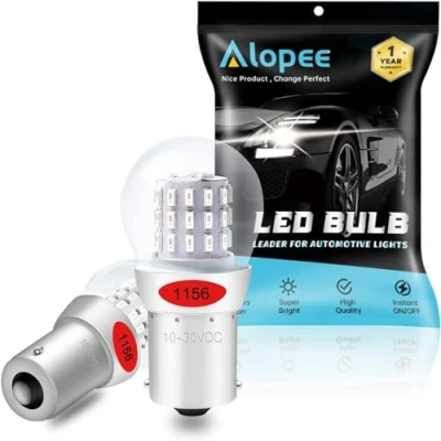 Image of Alopee 1156 P21W BA15S Red Brake LED Bulbs, 3014 39 SMD 10 30V DC Third Light Stock for 1141 1003 7506 1073