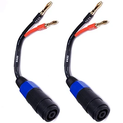 Image of CNCESS CESS 004 Banana Plug to Female Speakon Speaker Adapter Cable 12AWG 2 Pack (4mm Banana)