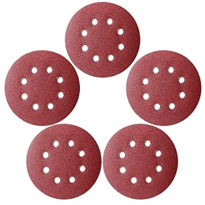 Image of 50 Pcs 125mm Sanding Discs Pads, Premium 8 Hole 180 Grit Hook and Loop Sandpaper Sheet for Random Orbital Sander.