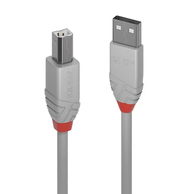 Image of LINDY 36683 USB 2.0 Type A to B Cable Anthra Line Grey, 2m