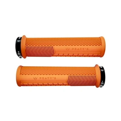 Image of Peaty&#039;s Monarch Grips Orange/Knurl/Thin Race Control, Durable, Ergonomic Finger Bars, Comfort Thumb Pad, All Day Riding, Weather &amp; Terrain, MTB Enduro Downhill Ebike Mountain Bike