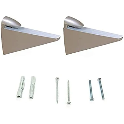 Image of Emuca Pair of supports for Wood or Glass Shelf Halcon, Plastic and Zamak, Silver painted