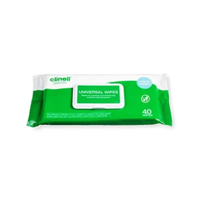 Image of Clinell Universal Cleaning and Disinfectant Wipes for Surfaces Pack of 120 Multi Purpose Wipes, Kills 99.99% Germs, Quick Action
