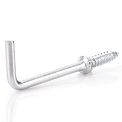 Image of 10x Silver Shouldered Dresser Hooks 30mm/1.25&quot; Screw in Square L Shape