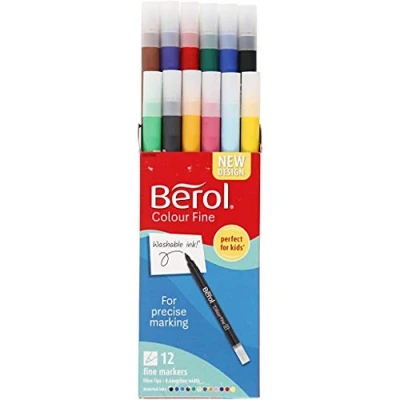 Image of Berol Colour Fine Pens with Washable Ink 0.6mm Line Wallet Assorted [Pack of 12]