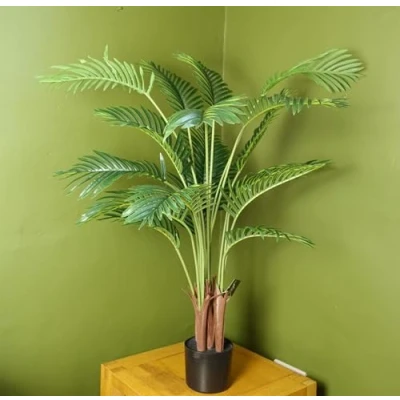 Image of 110cm Large Artificial Areca Palm Tree Potted in Black Pot