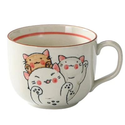 Image of Large Coffee Cup, Cat Mug, 16 oz Stoneware, Cereal Bowls with Handle, Cappuccino Cups, Cup Made of Porcelain