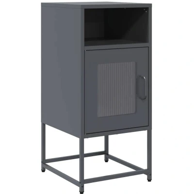 Image of vidaXL Bedside Cabinet Steel Nightstand Anthracite 36x39x78 cm Modern Storage for Bedroom, Bathroom, Kitchen, Living Areas