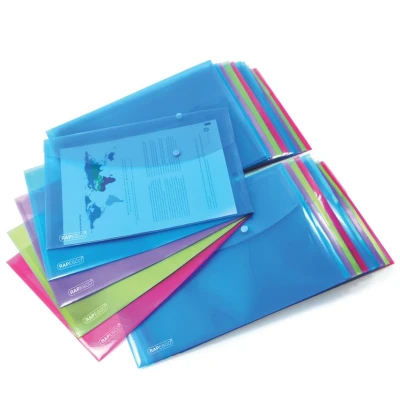 Image of Rapesco Foolscap Popper Wallet Bright (20 Pack) 1494