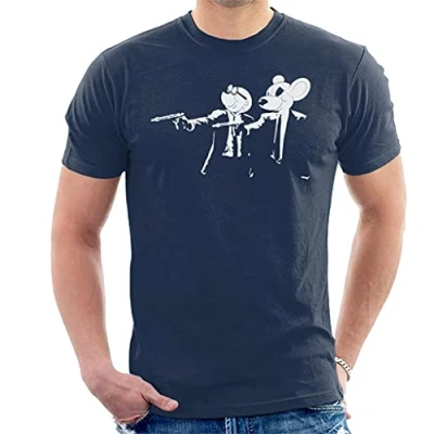 Image of Danger Mouse and Penfold Pulp Fiction Men&#039;s T Shirt Navy Blue