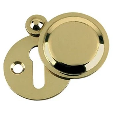 Image of Carlisle Brass Victorian Standard Profile Keyhole CLOSED Covered Lock Swing Cover Plate Escutcheon 32mm + Screws (Polished Brass)