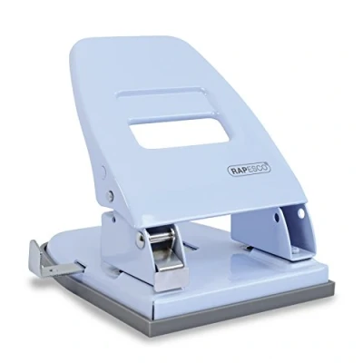 Image of Rapesco 1387 Retro Heavy Duty 2 Hole Punch, 35 Sheet Capacity, Powder Blue