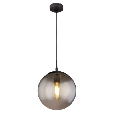 Image of Blama 25cm Globe Pendant Ceiling Light Matt Black Glass Shade 1x E27