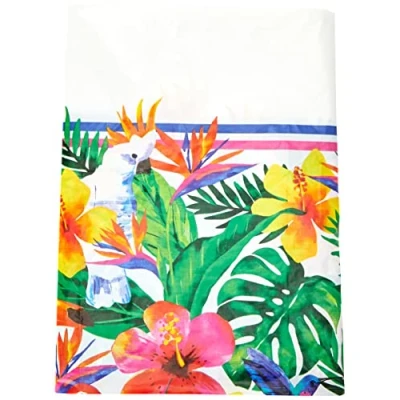 Image of Palm Tropical Luau Rectangular Plastic Table Cover(137cm x 213cm) Vibrant, Spacious &amp; Colorful Party Essential Perfect for Outdoor Parties Hawaiin Themes 1 Pc