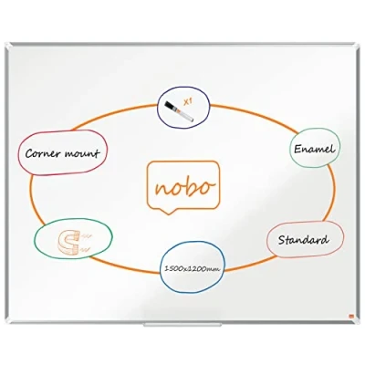 Image of Nobo Premium Plus Enamel Magnetic Whiteboard 1500x1200mm, Aluminium Trim, EU Ecolabel Certified, 1915147