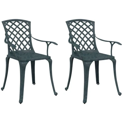 Image of vidaXL Garden Chairs 2 pcs Green Cast Aluminium