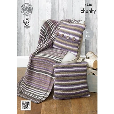 Image of King Cole 4236 Knitting Pattern Blanket and Cushion Covers to Knit in Riot Chunky