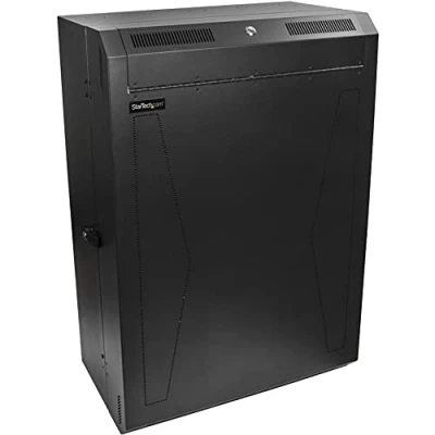Image of StarTech.com 8U 19&quot; Vertical Wall Mount Server Rack Cabinet Low Profile (15&quot;) 30&quot; Deep Locking Network Enclosure w/2U for Switch Patch Panel Router Mounting IT/Data Assembled (RK830WALVS)