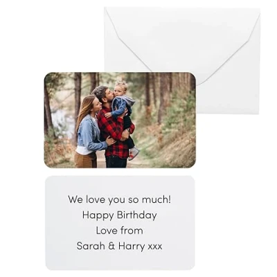 Image of Personalised Sentimental Keepsake Double Sided Photo Message White Metal Wallet Card Father&#039;s Day Birthday Gift (Organza Bag)