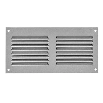 Image of Prostko LTD Silver Metal Air Vent Grille 200mm x 100mm with Fly Screen Flat Louvre Duct Cover.