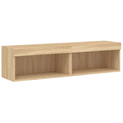 Image of vidaXL Wall Mounted TV Cabinets 2 pcs with LED Lights in Sonoma Oak Engineered Wood Construction and Easy to Assemble Design for Living Room