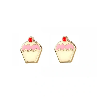 Image of 9ct gold cupcake stud earrings. Gift box