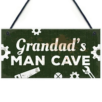 Image of RED OCEAN Grandads Man Cave Plaque Nan And Grandad Grandparent Gifts For Christmas Birthday From Grandchildren