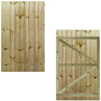 Image of Bespoke Custom Made to Measure UPTO HEIGHT: 6ft (180cm High) Tongue &amp; Groove Fully Framed Flat Top Pathway Garden Pedestrian Gate [Width Between 90CM 105CM Hinge Pack Option Removed