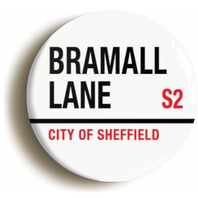 Image of Bramall Lane S2 City of Sheffield Road Sign Fridge Magnet (Circular 2inch / 50mm Diameter)