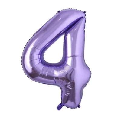 Image of Zebra Balloons Purple Number 4 Foil Balloon, 101cm/40inch