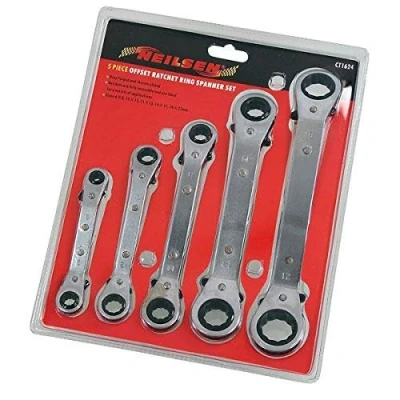 Image of Neilsen CT1624 5 Piece Offset Ratchet Ring Spanner Set, Silver