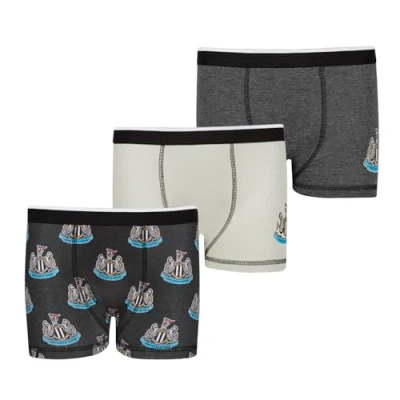 Image of Newcastle United F.C. Boys Boxers Boxer Shorts Pack of 3 Gifts For Multipack Underwear Underpants Merchandise 11 12 Years Black