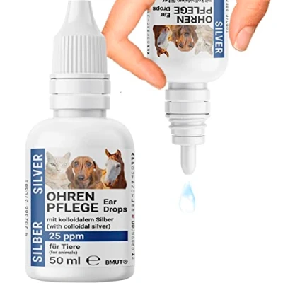 Image of BMUT 1 x 50 ml ear drops for dogs and cats with colloidal silver 25 ppm care, itching, redness