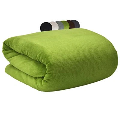 Image of Beautissu Fleece Blanket Aurelia 220x240 cm Soft Luxury Throw Cosy for Autumn Fall Winter Fluffy Sofa Bed Comforter Bedspread Thick Green