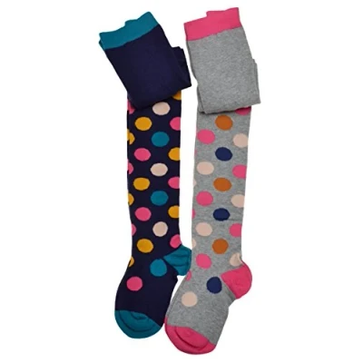 Image of WB SOCKS 2 pairs of Spotty Girls Tights Cotton Variety sizes