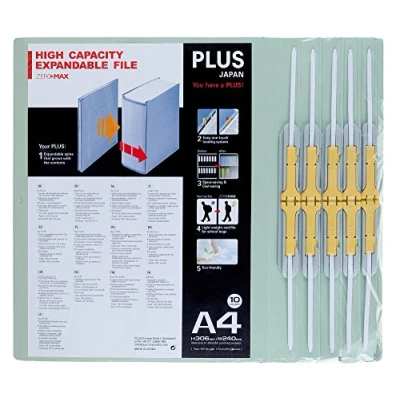 Image of Plus Japan FL 021SSW GY Zero Max Expandable File Grey (Pack of 10)