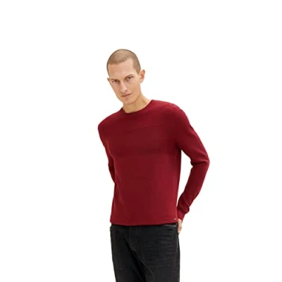 Image of TOM TAILOR Men&#039;s 1035763 Sweater, 30315 Burgundy Melange, L