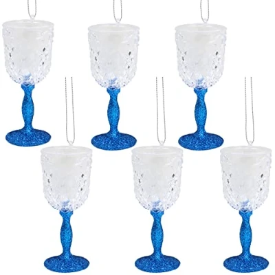 Image of Christmas Concepts® 10cm Glitter Wine Glass Decorations Luxury Tree (Royal Blue, Pack of 6)