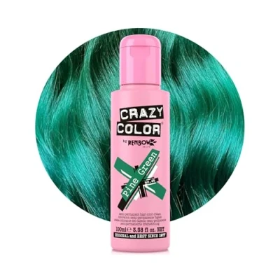 Image of Crazy Color Vibrant Pine Green Semi Permanent Hair Dye. Highly Pigmented Dark Conditioning &amp; Oil Nourishing Vegan Formula No Bleach or Ammonia 100ml