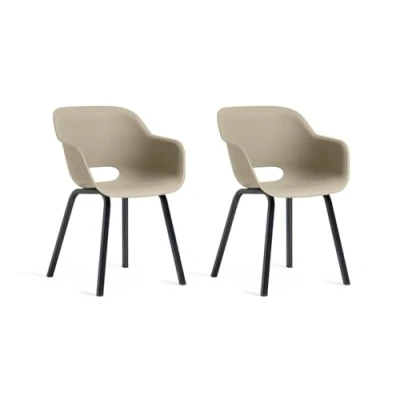 Image of Keter Noa Garden Chairs Set of 2 with Metal Frame (Taupe)