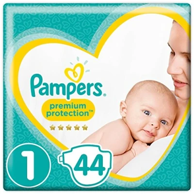 Image of Pampers Size 1 Premium Protection Nappies, 44 Count, Air Channels for Breathable Dryness Overnight (2 5 kg / 4 11 lbs)