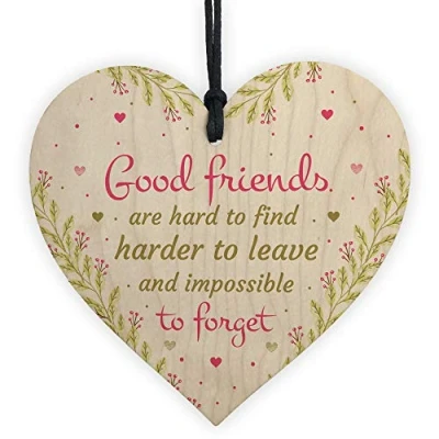 Image of RED OCEAN Friendship Plaque Wooden Heart Cute Best Friend Birthday Christmas Keepsake