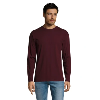 Image of SOLS Mens Monarch Long Sleeve T Shirt (Oxblood) Multicolour Cotton Size Large