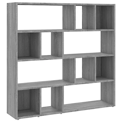 Image of vidaXL Engineered Wood Book Cabinet Multifunctional Grey Sonoma Room Divider, Modern Style, Easy Assembly, Ample Storage Bookshelf