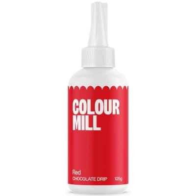 Image of Colour Mill Choco Drip Red, Cake Glaze, Easy Melt Chocolate for Cakes, Cookies, Macarons, Ice Cream, Pops, Strawberries, and Decorations 125g