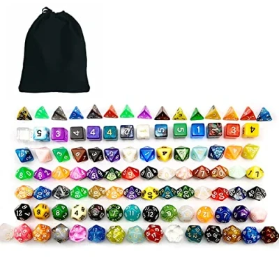 Image of Bescon 100pcs Big Set of Random Polyhedral Dice, Standard Sized DND Dice in a Variety Colors&amp;Effects