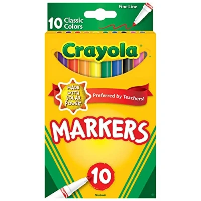 Image of Crayola Fine Line Markers, Multi Colour, 10 Count (Pack of 1)