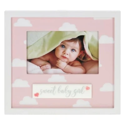 Image of Shudehill Giftware Sparkle Art 6x4 Photo Frame Engagement, Mr &amp; Mrs Wedding, Christening, Baby Girl or Boy Designs, Gift Idea (Baby Girl)