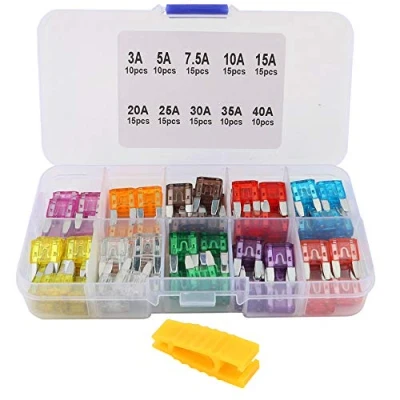 Image of QitinDasen 130Pcs Premium Car Blade Fuses Set, Mini Assortment Kit, Replacement with Fuse Puller (3A / 5A 7.5A 10A 15A 20A 25A 30A 35A 40A)