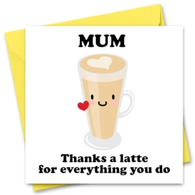 Image of Funny Mothers Day Card For Mum Mother&#039;s Coffee Joke From Daughter or Son